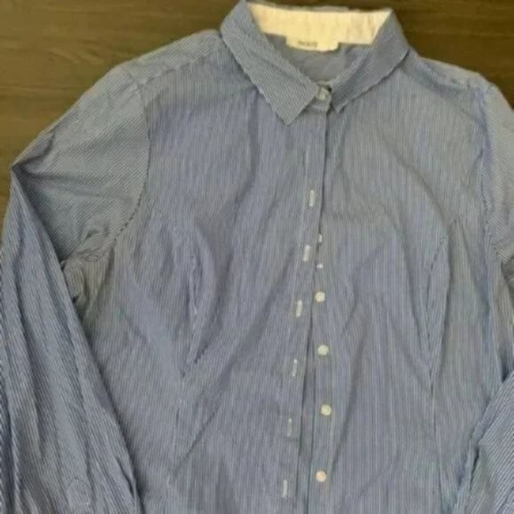 Ricki’s blue white stripe classic button front top size 14 - Picture 3 of 6